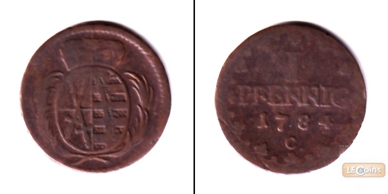 Sachsen 1 Pfennig 1784 C  f.ss