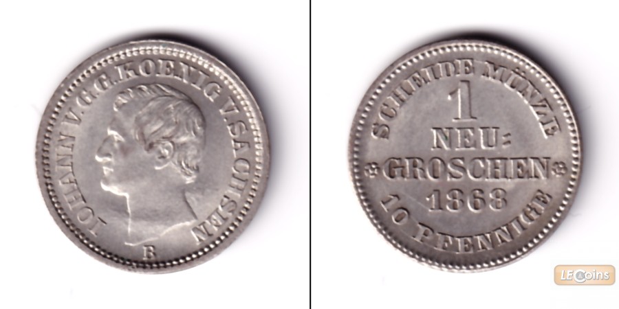 Sachsen 1 Neugroschen (10 Pfennige) 1868 B  vz+