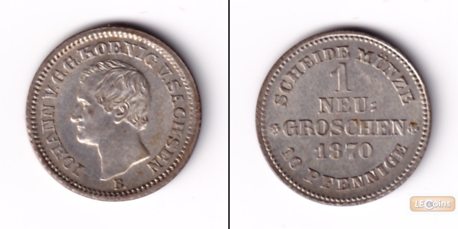 Sachsen 1 Neugroschen (10 Pfennige) 1870 B  vz+