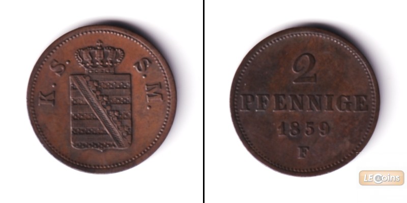 Sachsen 2 Pfennige 1859 F  ss+