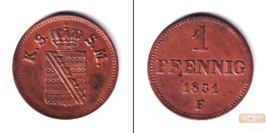Sachsen 1 Pfennig 1851 F  vz