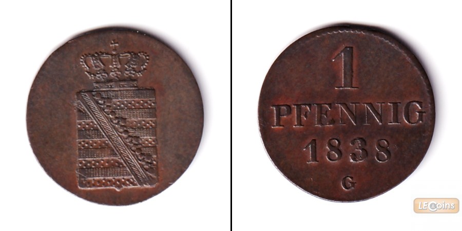 Sachsen 1 Pfennig 1838 G  ss-vz