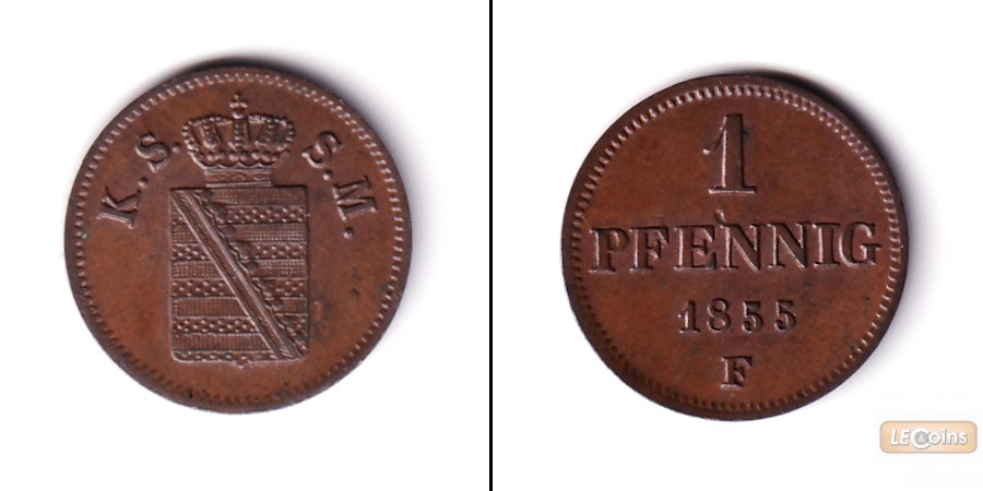 Sachsen 1 Pfennig 1855 F  vz-st