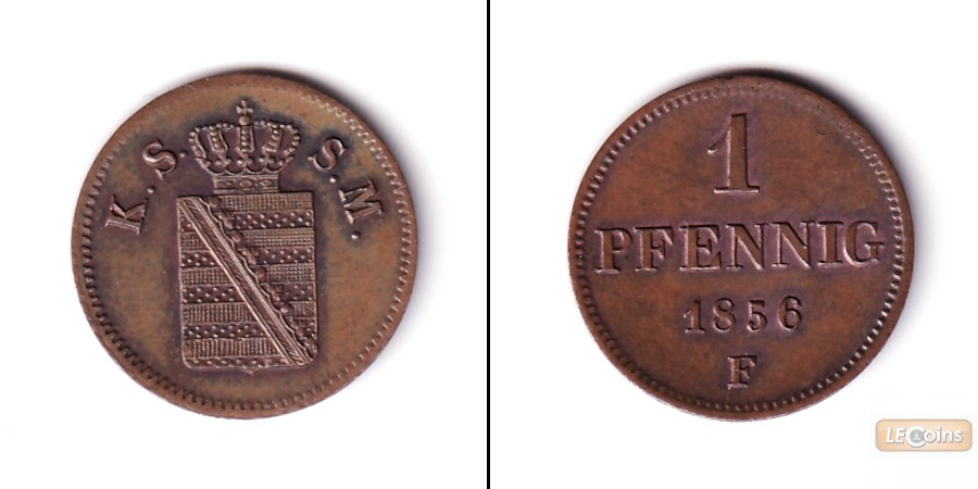 Sachsen 1 Pfennig 1856 F  vz