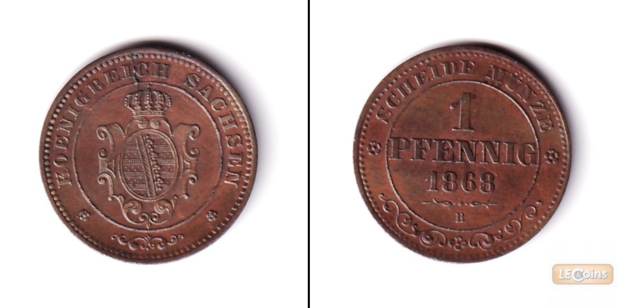 Sachsen 1 Pfennig 1868 B  vz+