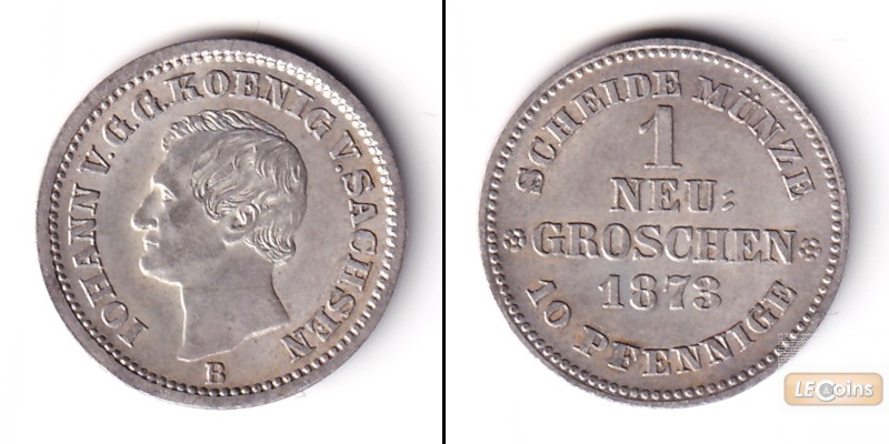 Sachsen 1 Neugroschen (10 Pfennige) 1873 B  f.vz
