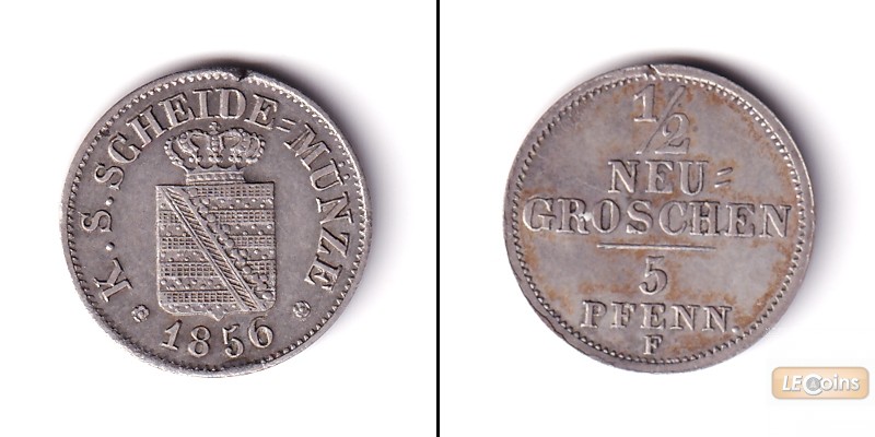 Sachsen 1/2 Neugroschen (5 Pfennige) 1856 F  ss-vz