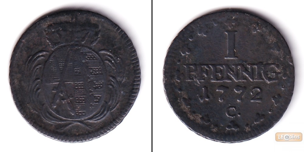 Sachsen 1 Pfennig 1772 C  ss