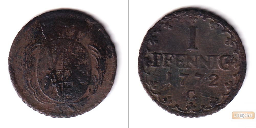 Sachsen 1 Pfennig 1772 C  ss-