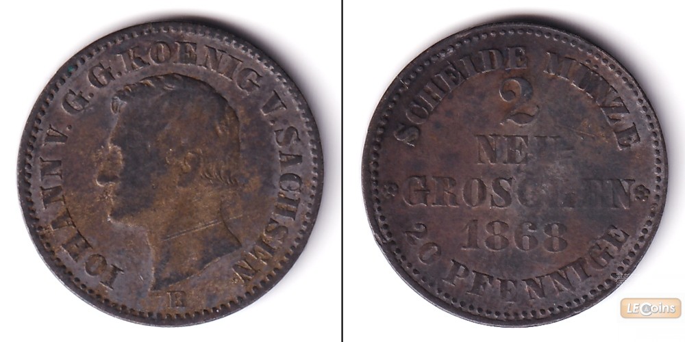 Sachsen 2 Neugroschen (20 Pfennige) 1868 B  s-ss
