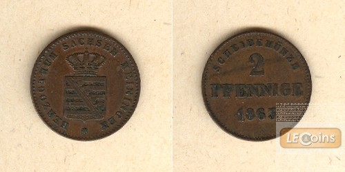 Sachsen Meiningen 2 Pfennige 1863  f.vz