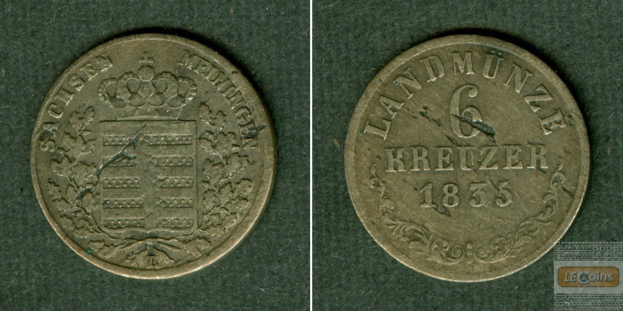 Sachsen Meiningen 6 Kreuzer 1835 L  ss  selten