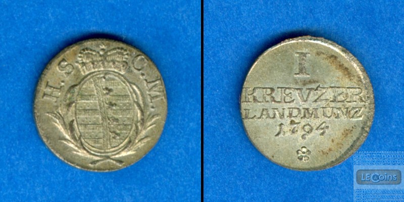 Sachsen Meiningen 1 Kreuzer 1794  f.st  selten