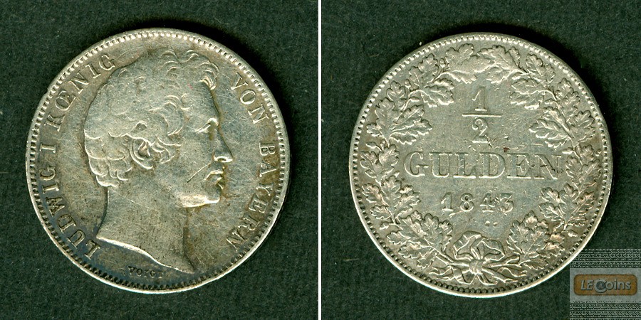 Bayern 1/2 Gulden 1843  ss