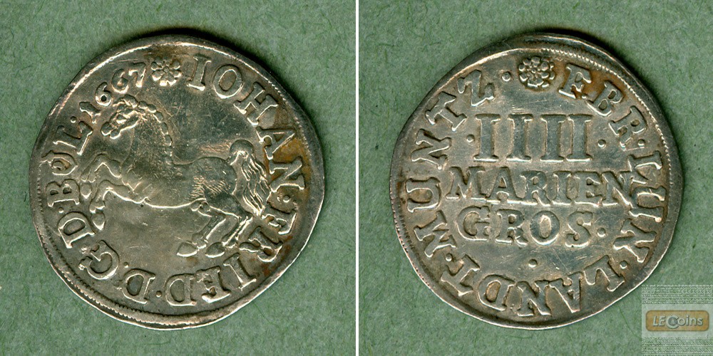 Braunschweig Calenberg Hannover 4 Mariengroschen 1667  f.vz
