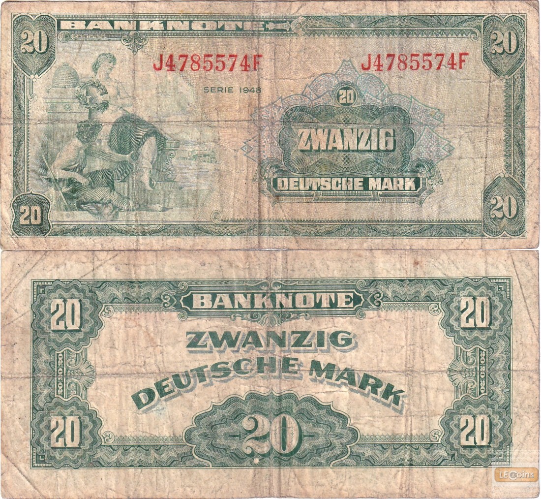 BDL: 20 DEUTSCHE MARK 1948  Ro.240  Serie F  IV