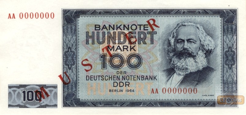DDR: 100 MARK 1964  Ro.358 M1  Musternote  I