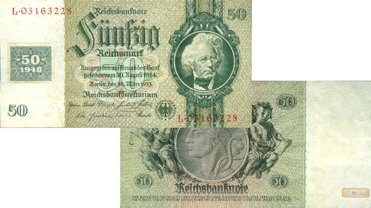 DDR: 50 DEUTSCHE MARK 1948  Kuponausgabe  Ro.337d  II  selten