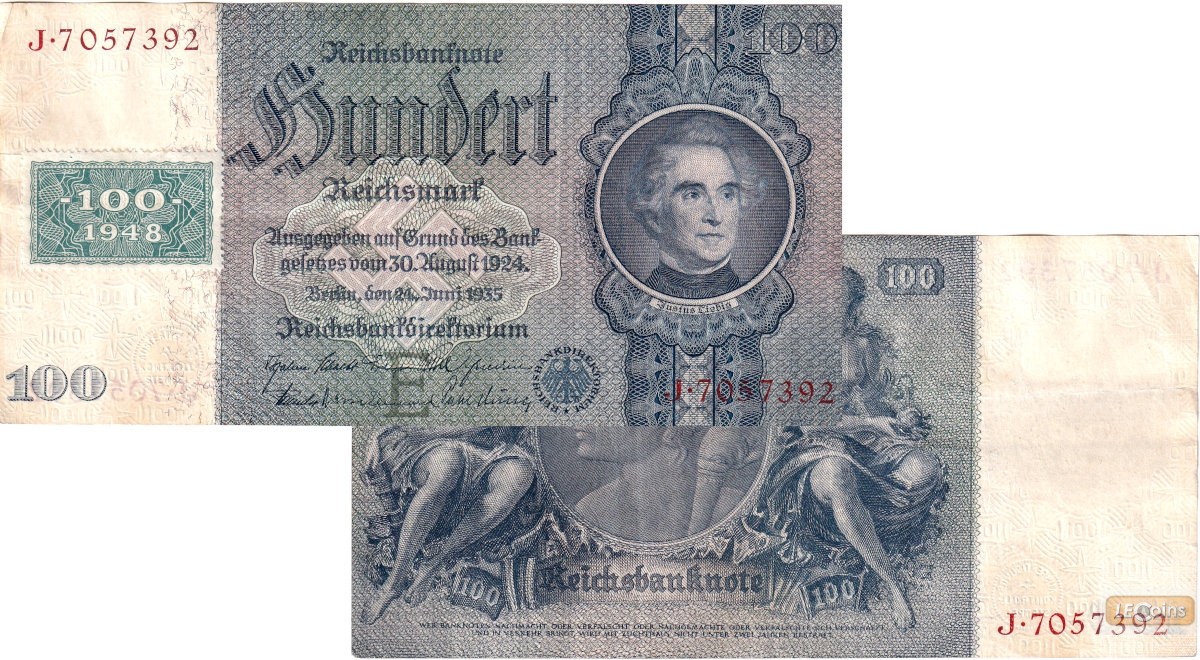 DDR: 100 DEUTSCHE MARK 1948  Kuponausgabe  Ro.338a  II