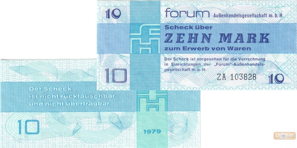 DDR: Forum-Scheck 10 MARK 1979  Ro.370b  Ersatznote  I-  selten