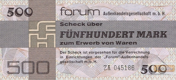 DDR: Forum-Scheck 500 MARK 1979  Ro.373b  Ersatznote  I
