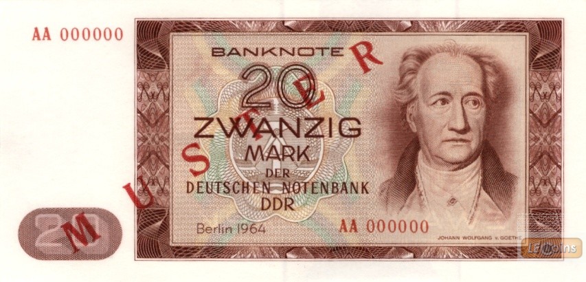 DDR: 20 MARK 1964  Ro.356 M1  Musternote  I