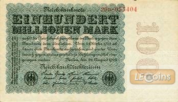 100 MILLIONEN MARK 1923  Ro.106f  I-