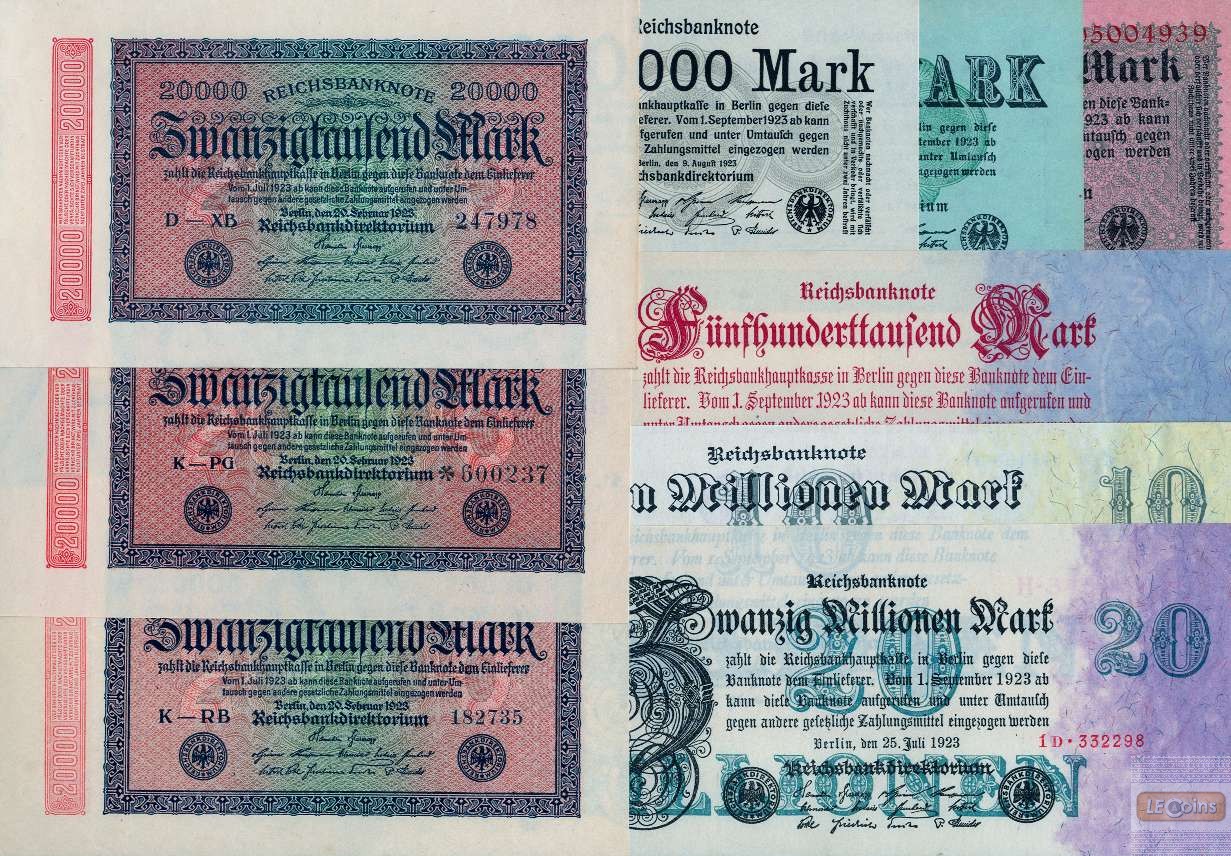Lot: Deutsche Reichsbank 9x  Inflation  I-  1923