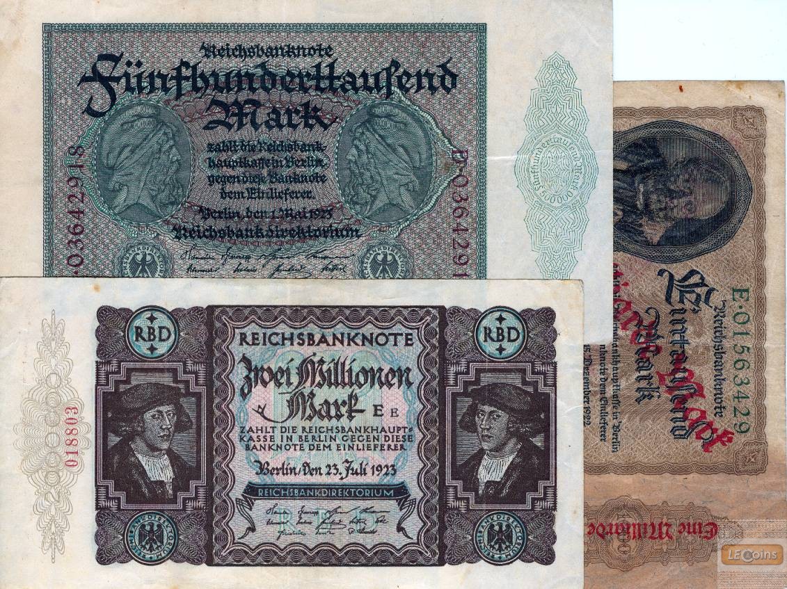 Lot: Deutsche Reichsbank 3x  Inflation  III  1923