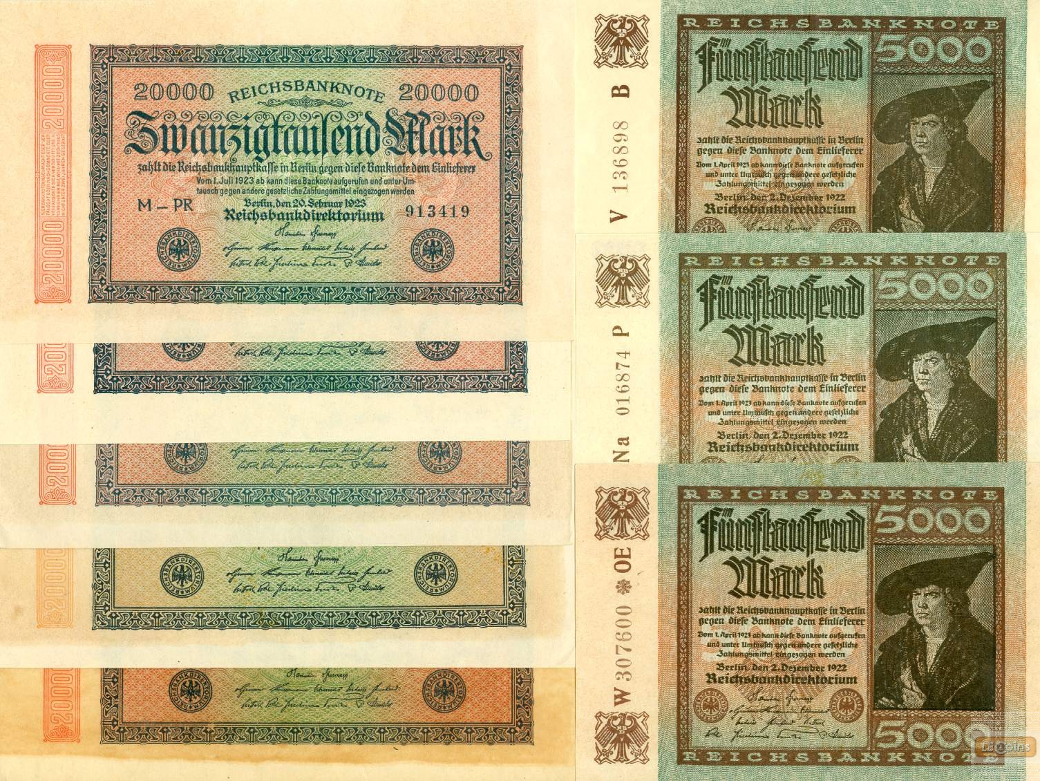 Lot: Deutsche Reichsbank 8x  Inflation  [1922-1923]