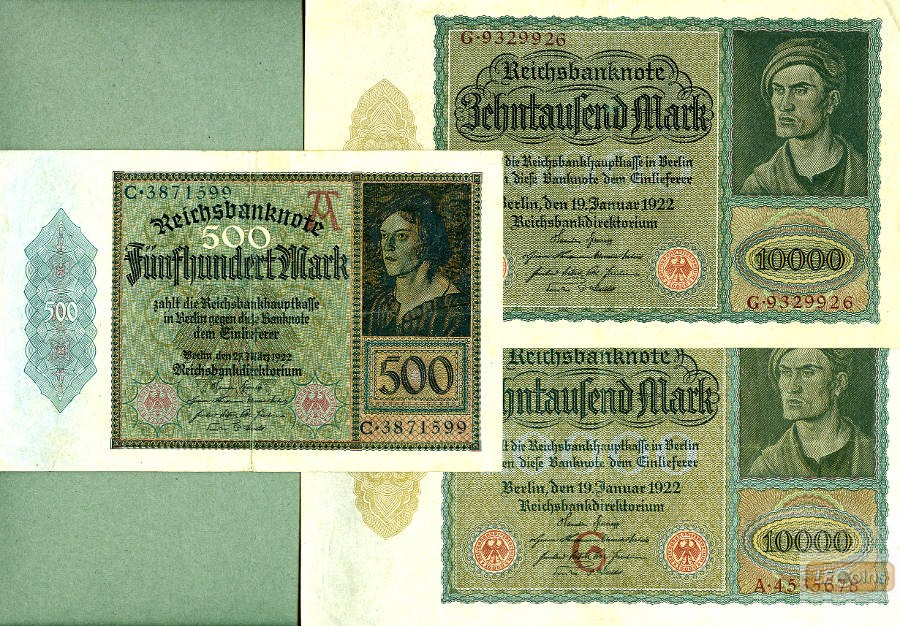 Lot: Deutsche Reichsbank 3x Banknote  III  1922