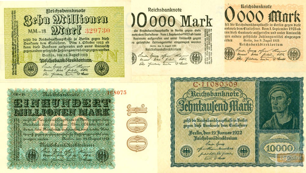 Lot: Deutsche Reichsbank 5x Banknote  I-II  [1922-1923]