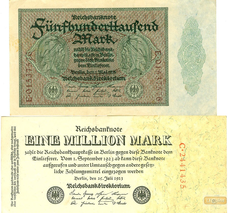 Lot: Deutsche Reichsbank 2x Banknote Inflation  II+  1923