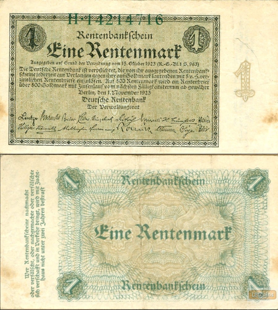 1 RENTENMARK 1923  Ro.154a  III