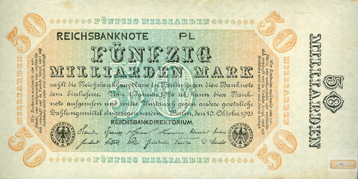 50 MILLIARDEN MARK 1923  Ro.116e  II  selten