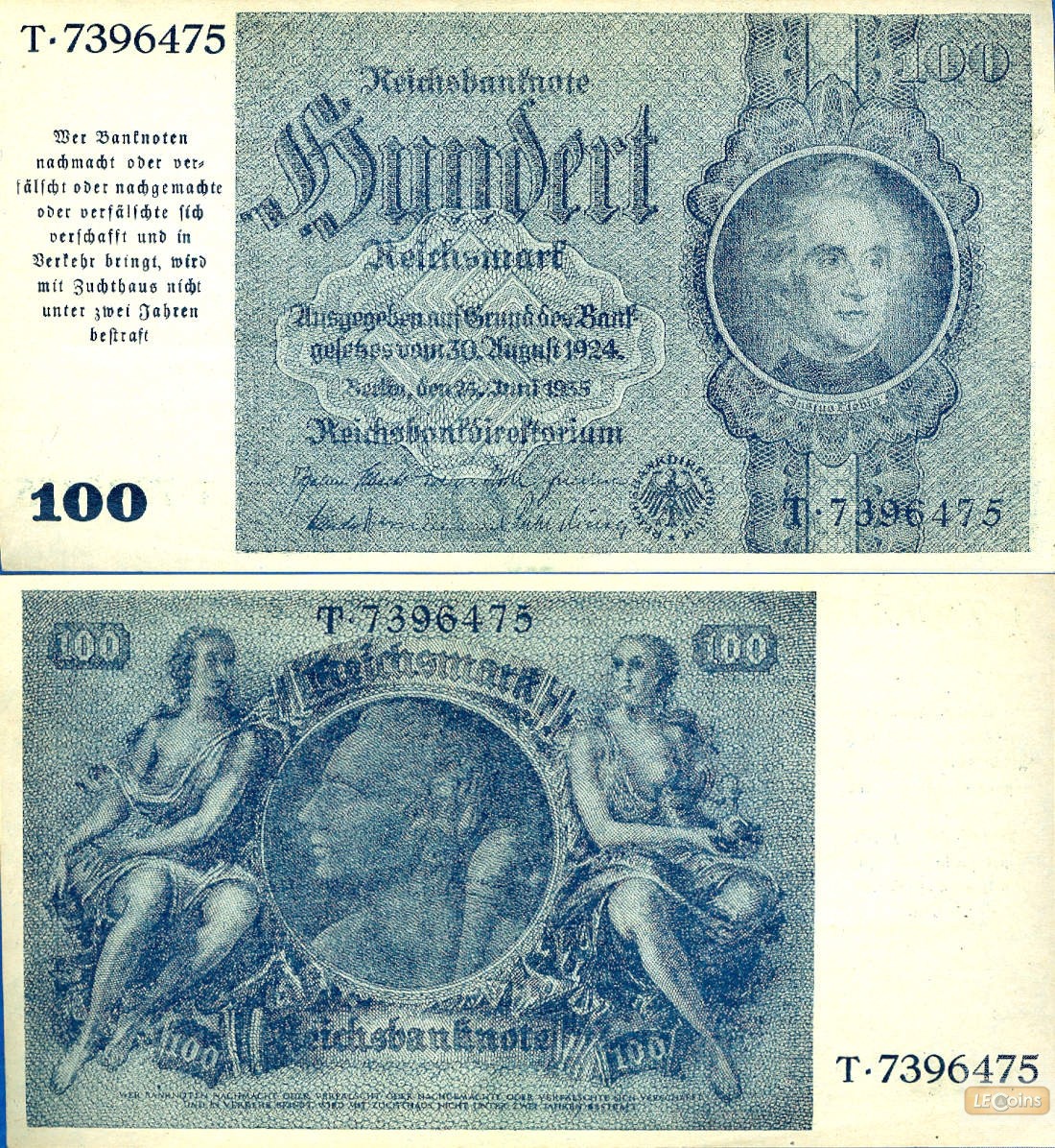 100 REICHSMARK Provisorium 1945  Ro.182a  II+  selten!