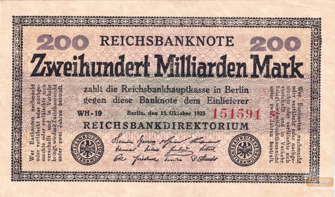 200 MILLIARDEN MARK 1923  Ro.118h  I-  selten