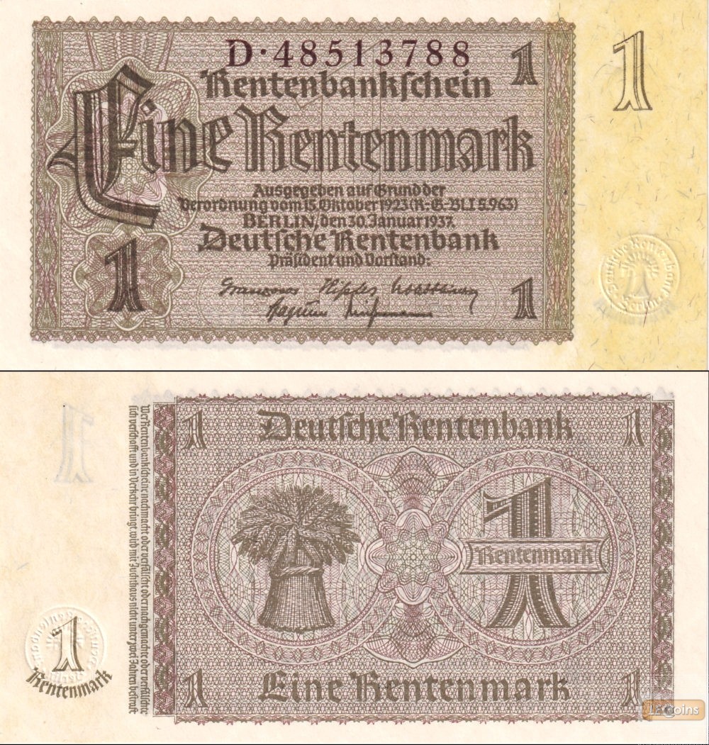 1 RENTENMARK 1937  Ro.166bF  I