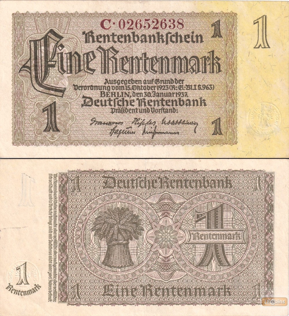 1 RENTENMARK 1937  Ro.166cF  II