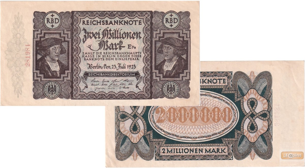 2 MILLIONEN MARK 1923  Ro.89b  I-II