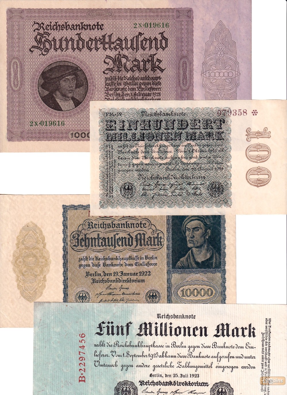 Lot: Deutsche Reichsbank 4x Banknote Inflation  II+  [1922-1923]