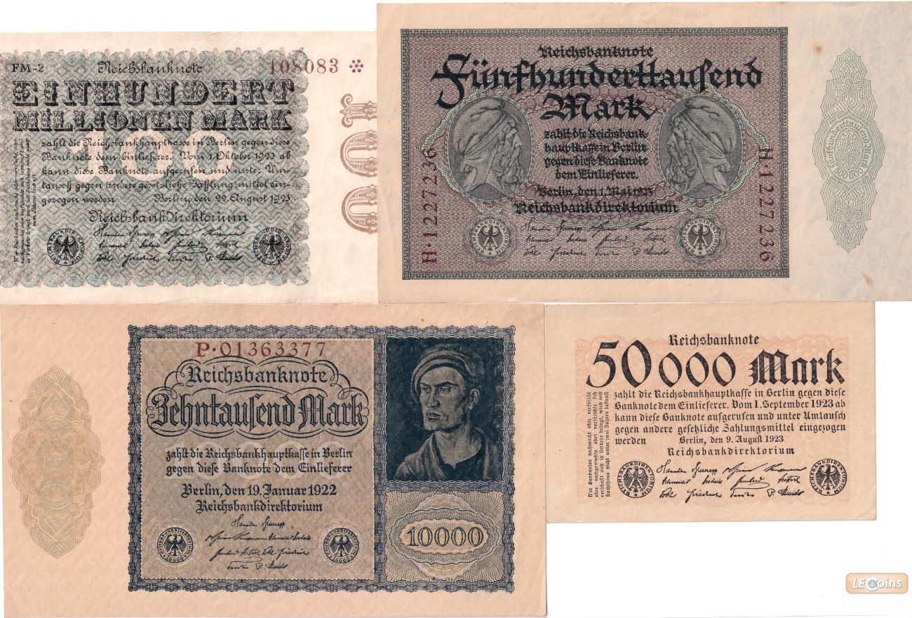 Lot: Deutsche Reichsbank 4x Banknote Inflation  I-II  [1922-1923]