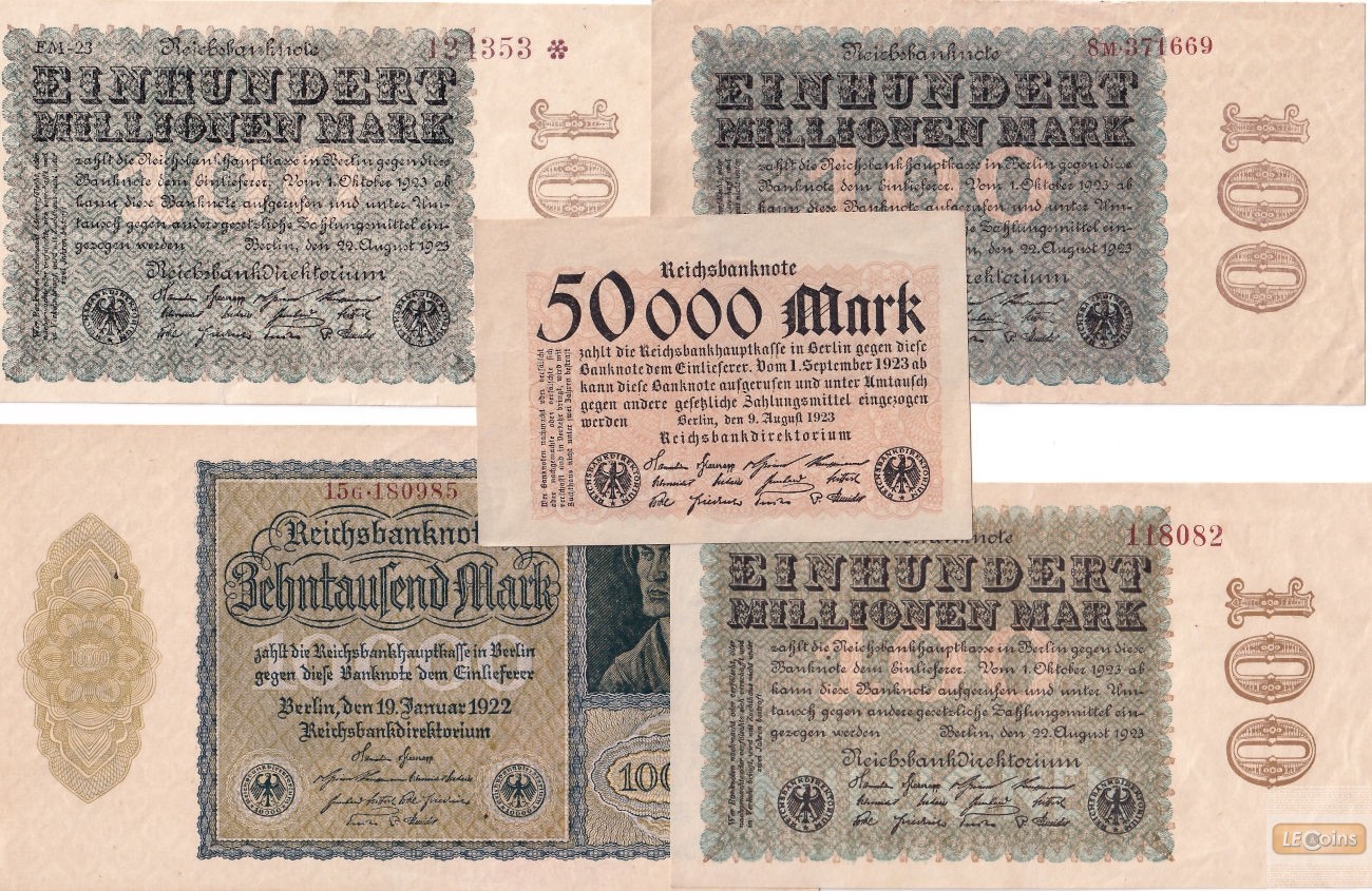 Lot: Deutsche Reichsbank 5x Banknote Inflation  I-II  [1922-1923]