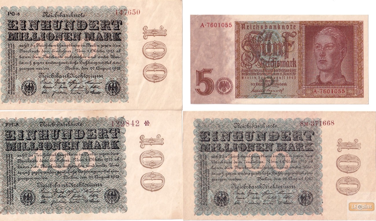 Lot: Deutsche Reichsbank 4x Banknote Inflation  I-II  [1923-1942]