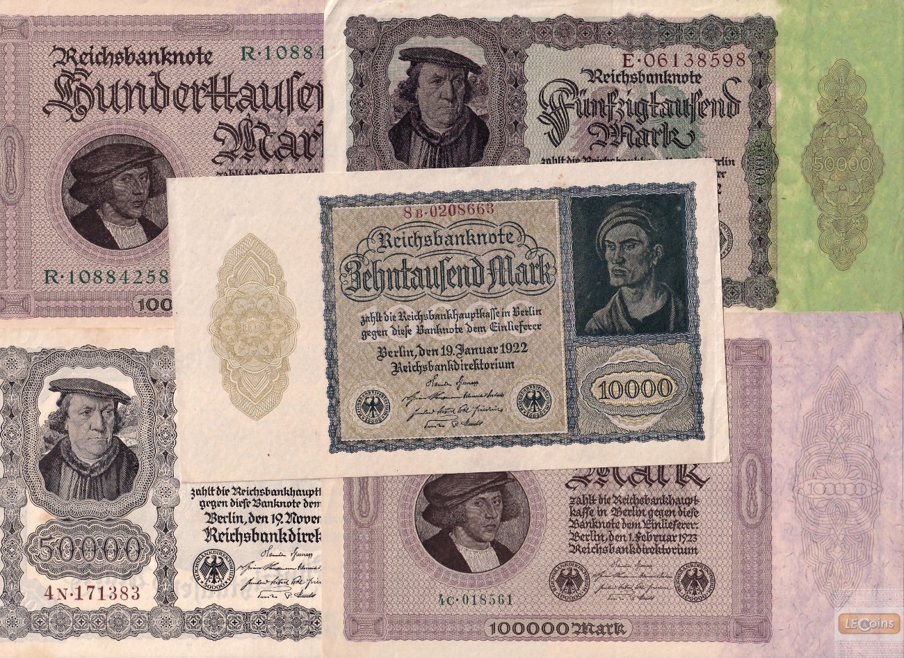 Lot: Deutsche Reichsbank 5x Banknote Inflation  II  [1922-1923]