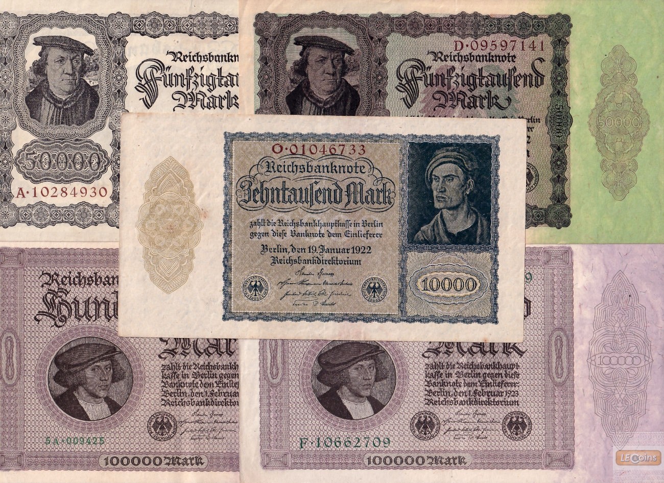 Lot: Deutsche Reichsbank 5x Banknote Inflation  II  [1922-1923]