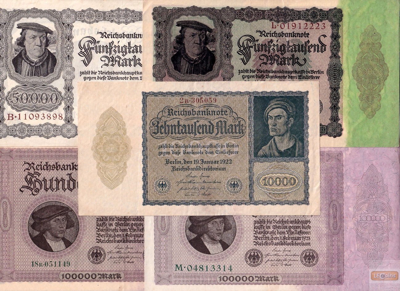 Lot: Deutsche Reichsbank 5x Banknote Inflation  II-III  [1922-1923]