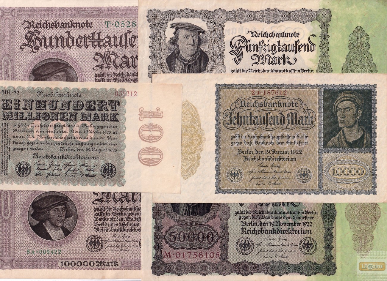 Lot: Deutsche Reichsbank 6x Banknote Inflation  II  [1922-1923]