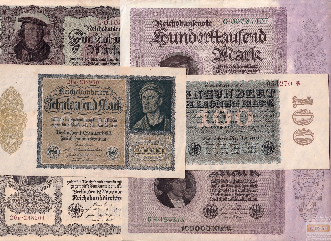 Lot: Deutsche Reichsbank 6x Banknote Inflation  II+  [1922-1923]