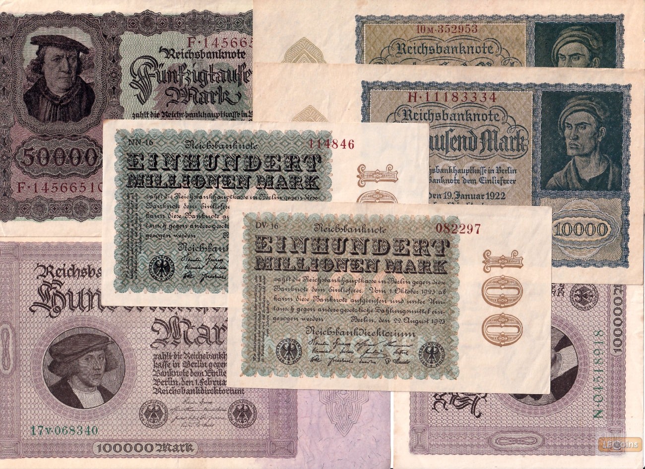 Lot: Deutsche Reichsbank 7x Banknote Inflation  II-III  [1922-1923]